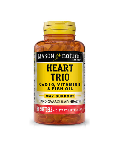 Здоровье Сердца и Сосудов, Heart Trio CoQ10, Vitamin E & Fish Oil, Mason Natural, 60 гелевых капсул
