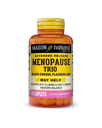 Поддержка при менопаузе, клопогон, льняное семя и соя, Menopause Relief Trio, Black Cohosh, Flaxseed and Soy, Mason Natural, 30 каплет