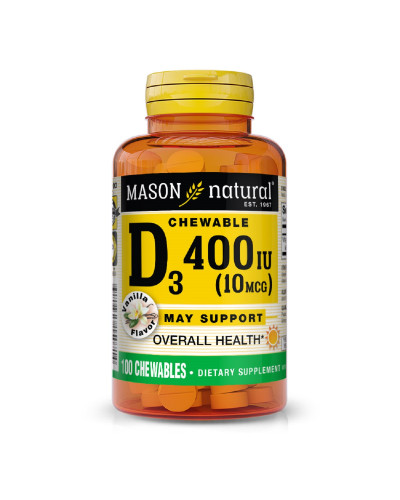 Вітамін D 400 ME, смак ванілі, Vitamin D, Mason Natural, 100 жувальних таблеток