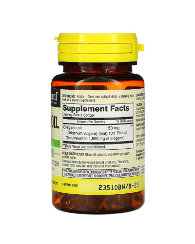 Масло Орегано 1500 мг, Oregano Oil, Mason Natural, 90 гелевых капсул
