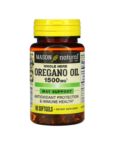 Масло Орегано 1500 мг, Oregano Oil, Mason Natural, 90 гелевых капсул