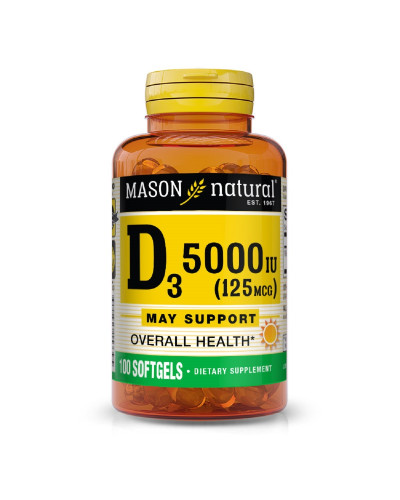 Вітамін D3 5000 МО, Vitamin D3, Mason Natural, 100 гелевих капсул