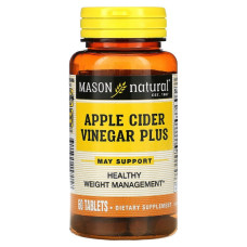 Яблочный уксус+, Apple Cider Vinegar Plus, Mason Natural, 60 таблеток