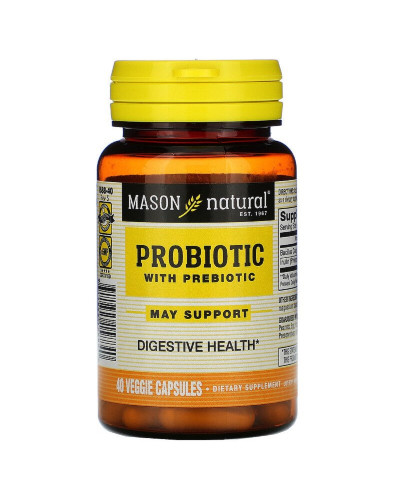 Пробіотик з пребіотиком, Probiotic with Prebiotic, Mason Natural, 40 вегетаріанських капсул