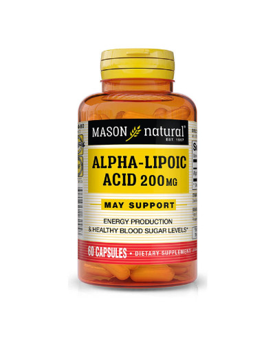 Альфа-липоевая кислота 200 мг, Alpha Lipoic Acid, Mason Natural, 60 капсул