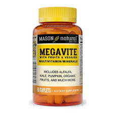 Мультивитамины с фруктами и овощами, Megavite With Fruits&Veggies Multivitamin&Minerals, Mason Natural, 60 каплет