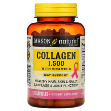 Коллаген с витамином C, 1500 мг, Collagen, Mason Natural, 120 капсул (вмятина)