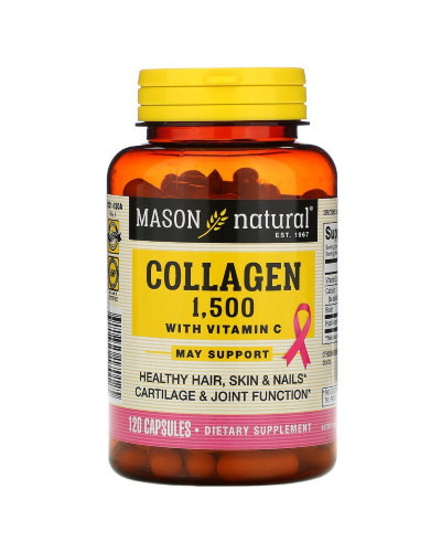 Колаген з витамином C, 1500 мг, Collagen, Mason Natural, 120 капсул (вм'ятина)