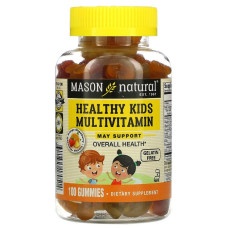 Мультивитамины для Детей, вкус ананаса, апельсина и клубники, Kids Multivitamin, Mason Natural, 100 жевательных конфет