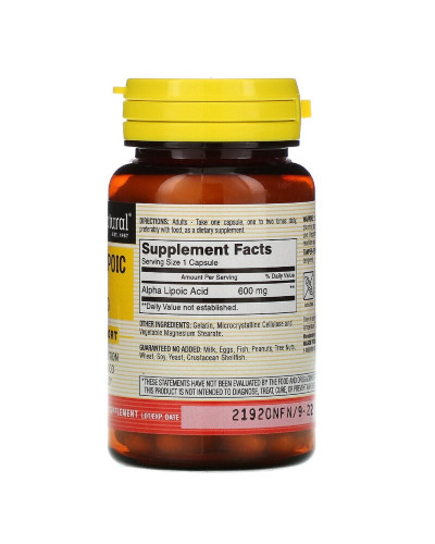 Альфа-липоевая кислота 600 мг, Alpha-Lipoic Acid, Mason Natural, 30 капсул