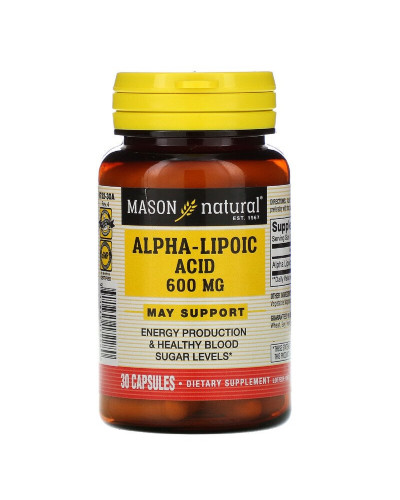 Альфа-липоевая кислота 600 мг, Alpha-Lipoic Acid, Mason Natural, 30 капсул