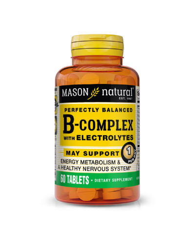 B-комплекс з електролітами, B-Complex With Electrolytes, Mason Natural, 60 таблеток