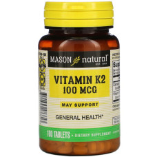 Витамин K2 100 мкг, Vitamin K2, Mason Natural, 100 таблеток