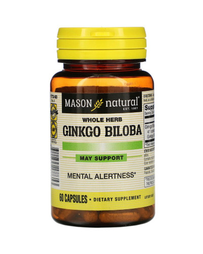 Гинкго Билоба, Ginkgo Biloba, Mason Natural, 60 капсул
