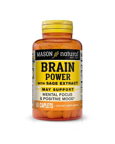 Сила мозга с Экстрактом Шалфея, Brain power with sage extract, Mason Natural, 60 каплет