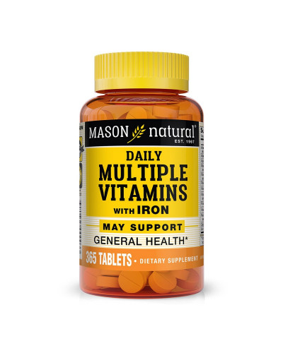Мультивитамины с железом на каждый день, Daily Multiple Vitamins With Iron, Mason Natural, 365 таблеток