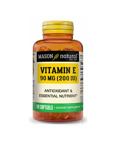 Вітамін Е 90мг, Vitamin E 200IU, Mason Natural, 100 гелевих капсул