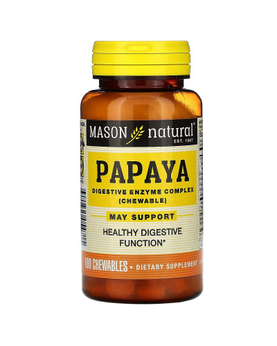 Папайя, комплекс травних ферментів, Papaya, Digestive Enzyme Complex, Mason Natural, 100 жувальних таблеток