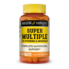 Натуральный Комплекс Супер Мультивитамины и минералы, Super Multiple 34 Vitamins and Minerals, Mason Natural, 100 таблеток