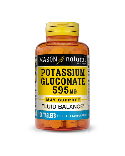 Калий Глюконат 595мг, Potassium Gluconate, Mason Natural, 100 таблеток