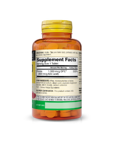 Фолієва кислота 800 мкг, Folic Acid, Mason Natural, 100 таблеток