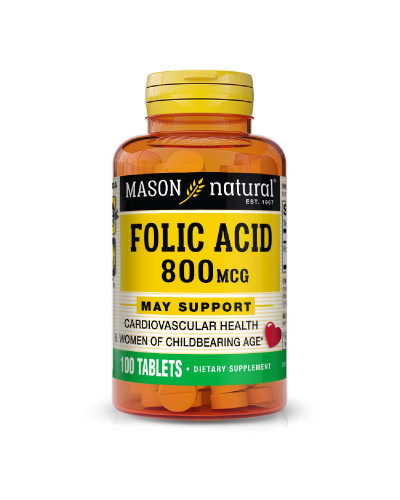 Фолієва кислота 800 мкг, Folic Acid, Mason Natural, 100 таблеток