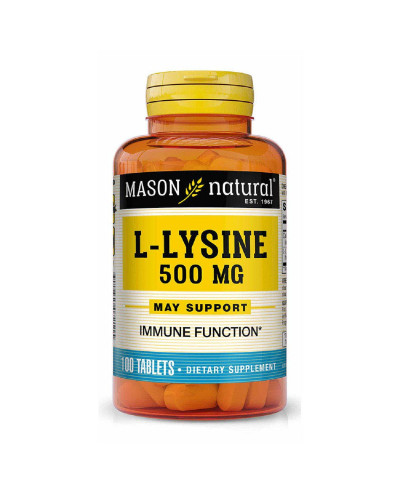 L-лизин 500мг, L-Lysine, Mason Natural, 100 таблеток