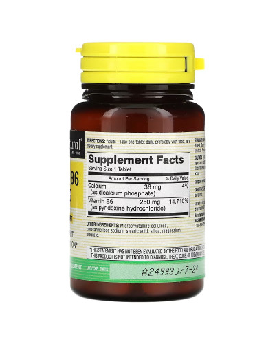 Вітамін B6, 250 мг, Vitamin B6, Mason Natural, 60 таблеток