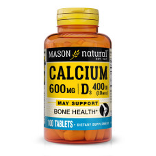 Кальций 600 мг + витамин D3, Calcium 600 mg Plus Vitamin D3, Mason Natural, 100 таблеток