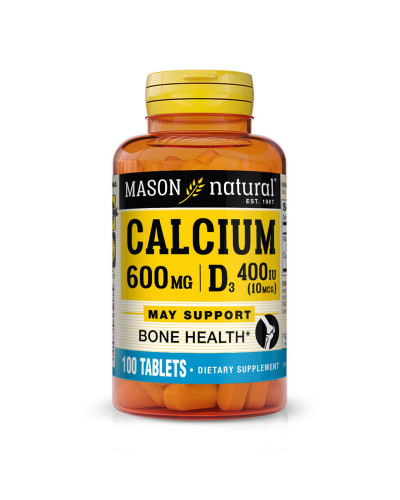 Кальцій 600 мг + вітамін D3, Calcium 600мг Plus Vitamin D3, Mason Natural, 100 таблеток