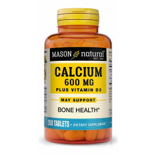 Кальций 600 мг + витамин D3, Calcium 600 mg Plus Vitamin D3, Mason Natural, 200 таблеток