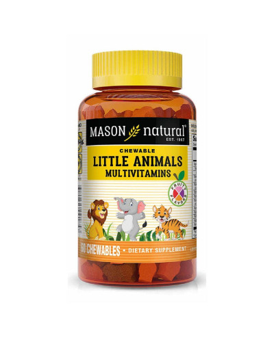 Мультивітаміни для дітей, Little Animals Multivitamins, Mason Natural, 60 жувальних пігулок