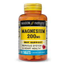 Магний, 200 мг, Magnesium, Mason Natural, 100 таблеток