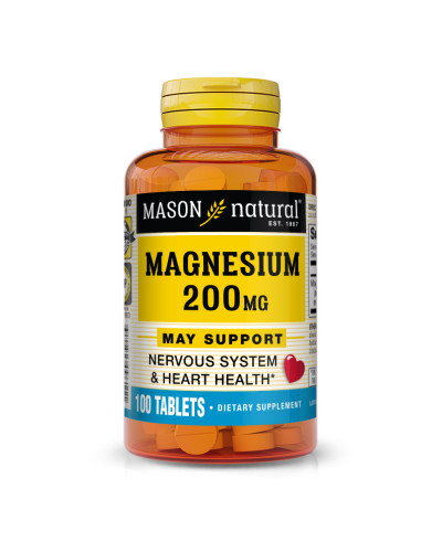 Магний, 200 мг, Magnesium, Mason Natural, 100 таблеток