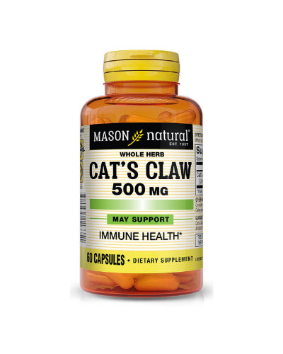 Кошачий коготь 500мг, Cat’s Claw, Mason Natural, 60 капсул