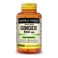 УЦЕНКА Имбирь, 500 мг, Ginger, Mason Natural, 60 капсул (трещина)