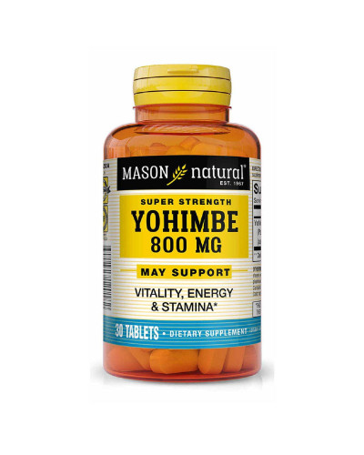 Йохімбе 800мг, Super Strength Yohimbe, Mason Natural, 30 таблеток