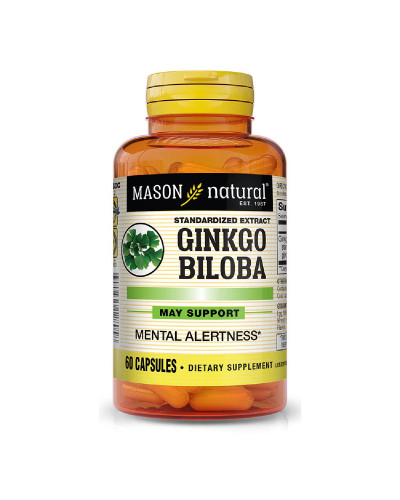 Гинкго Билоба Экстракт, Ginkgo Biloba, Mason Natural, 60 капсул