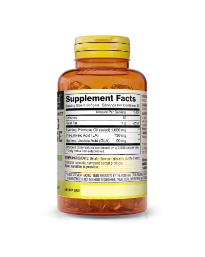 Масло примулы вечерней, Evening Primrose Oil, Mason Natural, 60 гелевых капсул
