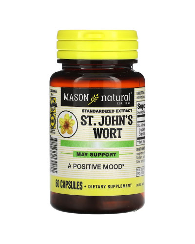 Экстракт Зверобоя, 300 мг, Standardized Extract, St. John's Wort, Mason Natural, 60 капсул