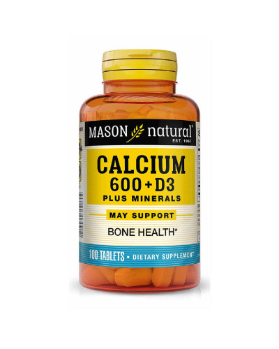 Кальцій 600 мг + вітамін D3 з мінералами, Calcium 600 mg + Vitamin D3 Plus Minerals, Mason Natural, 100 таблеток