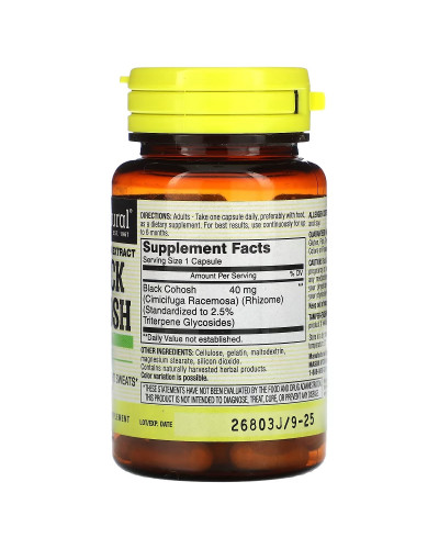 Клопогон, Black Cohosh, Standardized Extract, Mason Natural, 60 капсул