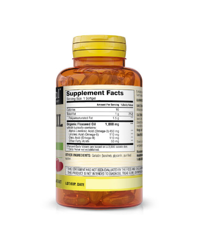 Льняна олія 1000мг, Омега 3-6-9, Flax Seed Oil 1000мг Omega 3-6-9, Mason Natural, 100 гелевих капсул