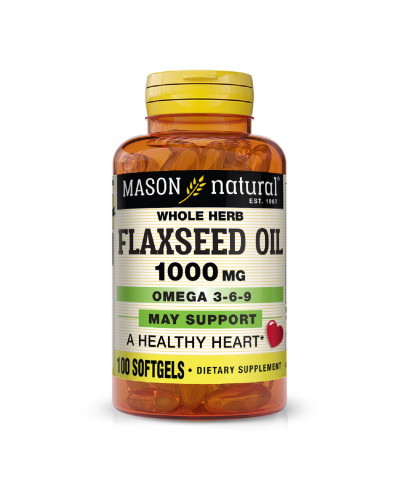 Льняна олія 1000мг, Омега 3-6-9, Flax Seed Oil 1000мг Omega 3-6-9, Mason Natural, 100 гелевих капсул