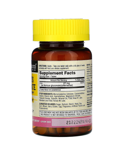 Глюконат железа, 240 мг, Ferrous Gluconate, Mason Natural, 100 таблеток