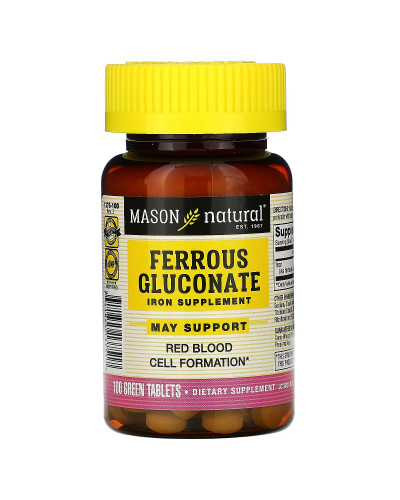 Глюконат железа, 240 мг, Ferrous Gluconate, Mason Natural, 100 таблеток