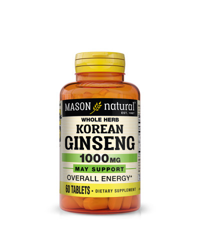 Женьшень Корейский, 1000 мг, Korean Ginseng, Mason Natural, 60 таблеток