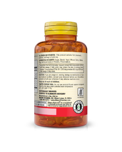 Риб'ячий жир та Омега-3 1000/600мг, Fish Oil & Omega 3, Mason Natural, 30 гелевих капсул