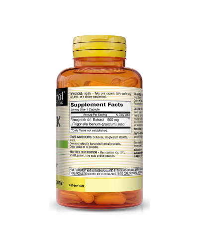 Пажитник 500мг, Fenugreek, Mason Natural, 90 капсул