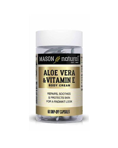 Крем для шкіри з алое вера та вітаміном Е, Aloe Vera & Vitamin E Body Cream, Mason Natural, 60 відривних капсул